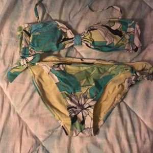 Beautiful blue and green floral bikini